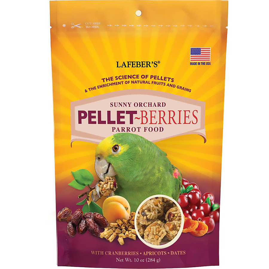 PELES Y NUTRI-BERRIES DE FRUTAS PARA LOROS Y COTORRAS FUNDA DE 10 OZ.