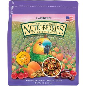 BOLITAS DE FRUTAS SUNNY ORCHARD PARA LOROS y COTORRAS NUTRI-BERRIES FUNDA DE 3 LBS