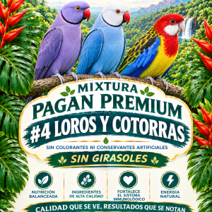 MIXTURA DE SEMILLAS PAGAN PREMIUM #4 LOROS Y COTORRAS SIN GIRASOLES 4 LIBRAS