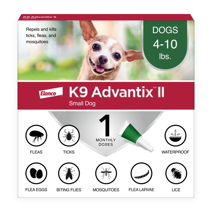 TRATAMIENTO Y PREVENCION CONTRA PULGAS, GARRAPATAS Y MOSQUITOS PARA PERROS ELANCO K9 ADVANTIX SMALL 4-10 LBS
