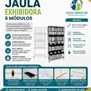 JAULA EXHIBIDORA DE 6 MODULOS IMPORTADA