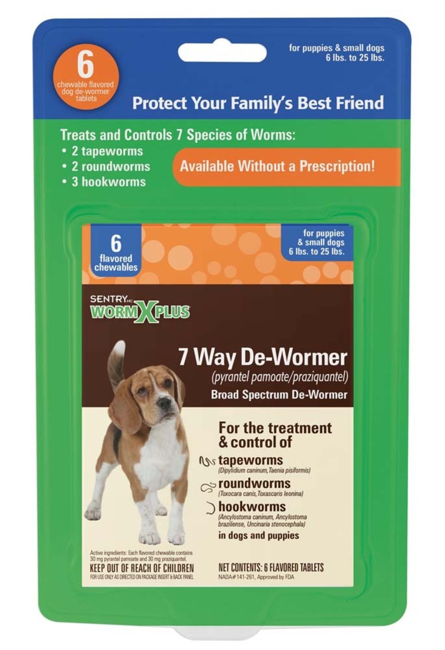 DESPARASITANTE DE 7 VIAS PARA PERROS PEQUEÑOS SENTRY WORM XPLUS 6 TABLETAS