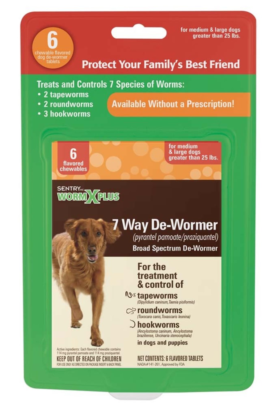 DESPARASITANTE DE 7 VIAS PARA PERROS MEDIUM Y LARGE SENTRY WORM XPLUS 6 TABLETAS
