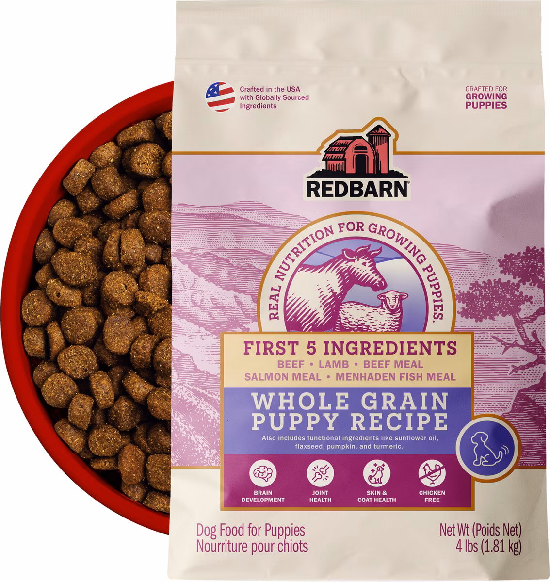 Alimento integral para cachorros Redbarn 4 libras